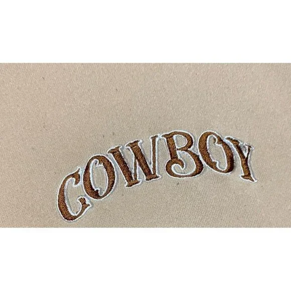 Cowboy Hoodie Full Zip Unisex Western Living The Rodeo Life Beige M/L - Picture 9 of 10